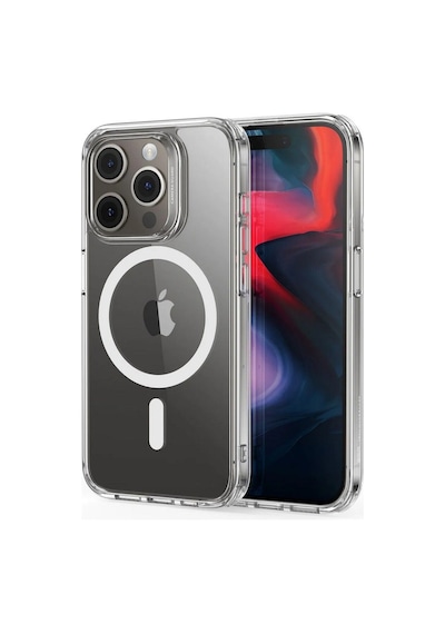Apple Uyumlu iPhone Esr 15 Pro Kılıf Classic Hibrit Halolock Magsafe Şeffaf