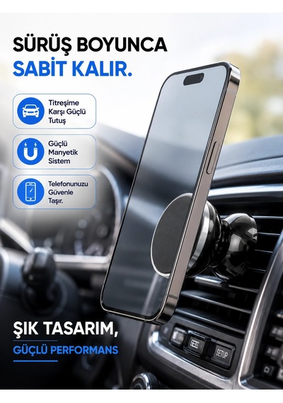 Mıknatıslı Araç İçi Telefon Tutucu Havalandırma Izgarasına Takımına Uygun 1 Adet