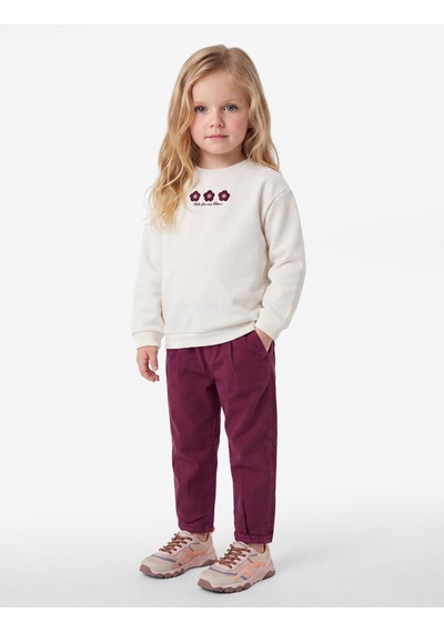 Koton Çiçek Nakışlı Şardonlu Bisiklet Yaka Uzun Kollu Sweatshirt Ekru 7wmg10226ak