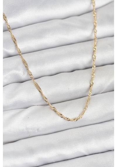 Cm 14k Gold Renk Yassı Burgulu Model Kadın Kolye Renkli