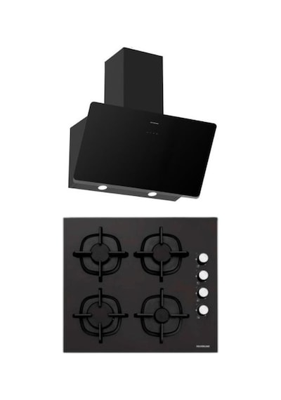 Silverline CS5343B01 - 3457 Soho 60 Siyah Cam Ankastre Set