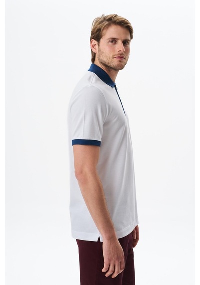 AR-MA Arma Erkek Regular Fit Basic % 100 Pamuk Pike Fermuarlı Polo Yaka Tişört Y29374354302 Beyaz