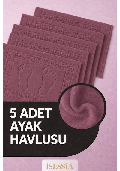 Serra 5 Adet %100 Pamuk En Iyi Emici Ayak Havlusu Konforlu Banyo Paspası 50x70cm Mürdüm