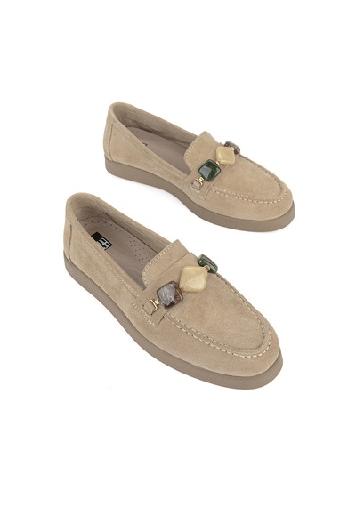 Ziya, Kadın Hakiki Deri Loafer Ayakkabı 161359z710 Bej 161359z710 340