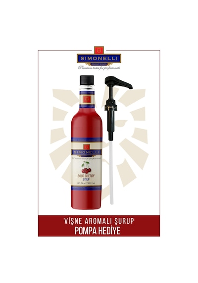 Simonelli Kahve ve Kokteyl Şurubu Vişne Aromalı 700 ML + Pompa