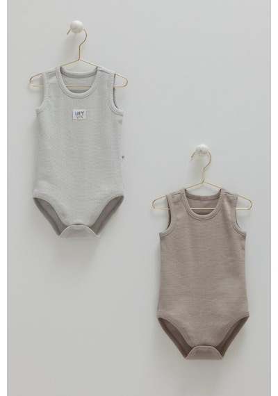 Caramell %100 Pamuk 2'li Atlet Body Gri Crml.gri.be2086