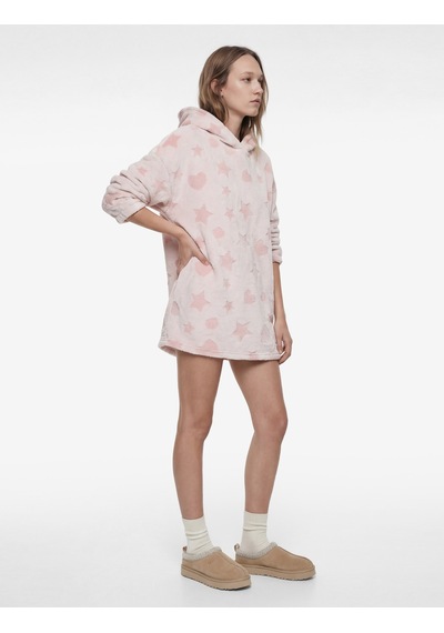 Koton Kapüşonlu Uzun Kollu Cepli Oversize Peluş Sabahlık Pembe 6wlk70007mk Gül