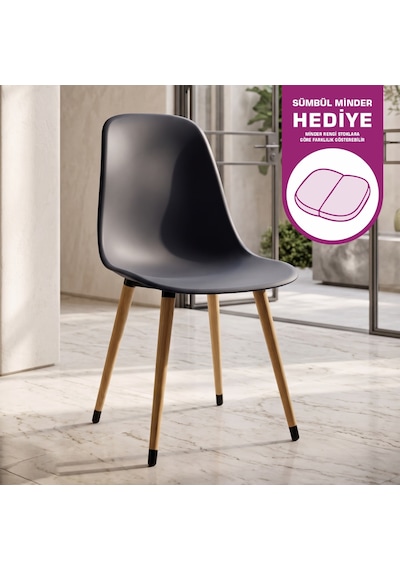 Vilinze Eames Naturel Ahşap Ayak Plastik Füme Sandalye Eames-beyaz