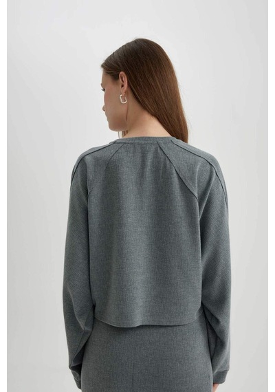 DeFacto Relax Fit Bisiklet Yaka Basic Düz Uzun Kollu Tişört C3118AX24SPGN1175