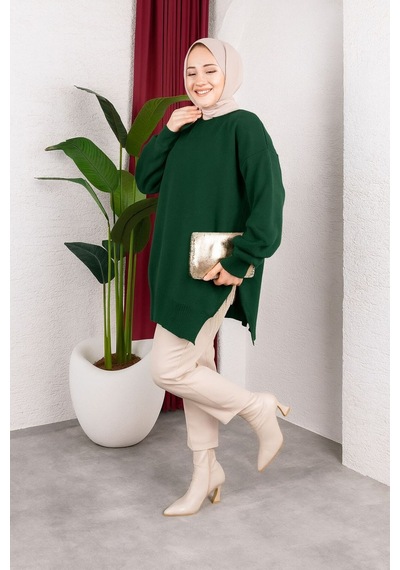 Hira Life Fashion Kadın Testtür Giyim Bisiklet Yaka Yırtmaçı Taşlı Ve Balon Kollu Oversize Şık Triko Tunik Yeşil Yeşil Hira Life Fashion Kadın Testtür Giyim Bisiklet Yaka Yırtmaçı Taşlı Ve Balon Kollu Oversize Şık Triko Tunik Yeşil Yeşil