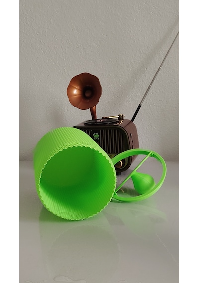 Modern Geometrik Dokulu Döner Kapaklı Masaüstü Çöp Kutusu- 18 Cm - Elma Yeşili Yeşil