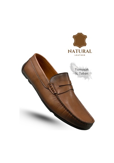 Sermoda Erkek Loafer - Hakiki Deri Rok Loafer Erkek Ayakkabı Taba