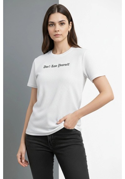 Wear Vexel Kadın Wafıl Kumaş Tişört Regular Kalıp Bisiklet Yaka Baskılı T-shirt - Beyaz Beyaz Wear Vexel Kadın Wafıl Kumaş Tişört Regular Kalıp Bisiklet Yaka Baskılı T-shirt - Beyaz Beyaz