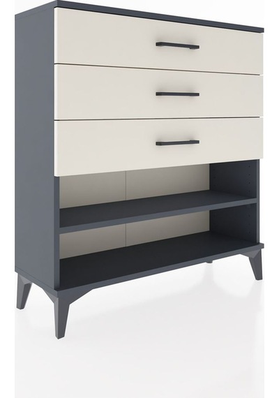 Arges Şifonyer Tek Raflı 3 Çekmeceli 88x30x96 Antrasit-aytaşı Antrasit