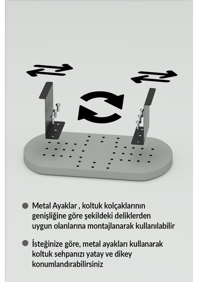 Zigon Sehpa Yan Sehpa Ayarlanabilir Tepsi Oval Dekoratif Modern Yatay Dikey Koltuk Sehpası Krem Krem