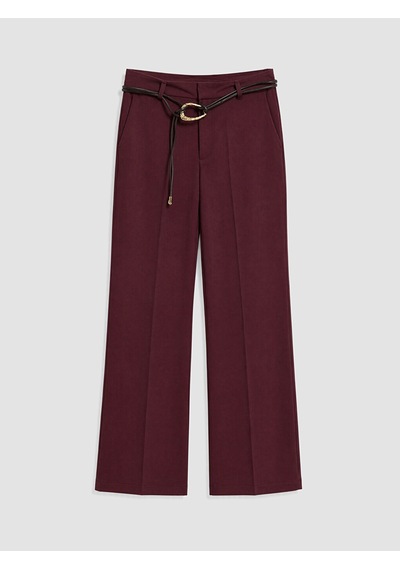 Lcwaıkıkı Classic Bordo Beli Kemerli İspanyol Paça Kadın Pantolon