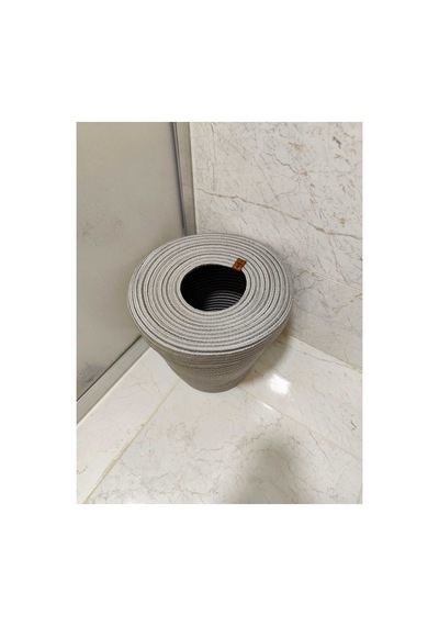 Jüt, Hasır, Çöp Kovası, Mutfak Çöp Kovası, Banyo Çöp Kovası, Doğal, Natürel, Jüt Kova, Modern Kova Gri Gri