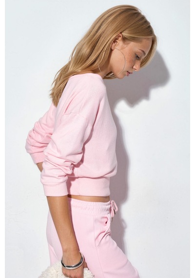 Hiccup Busem Kadın Kısa Bisiklet Yaka Sweatshirt Allık Pembe