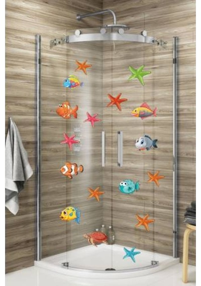 Balıklar Ve Deniz Yıldızları Duşakabin Banyo Sticker Seti