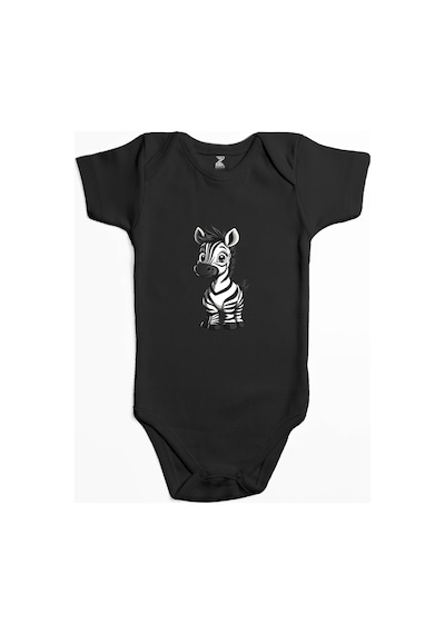 Zepplin Giyim Şirin Zebra Siyah Bebek Body Zıbın