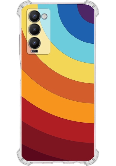 Tecno Camon 18 Uyumlu Köşe Korumalı Renk Cümbüşü A Tasarımlı Şeffaf Silikon Kılıf