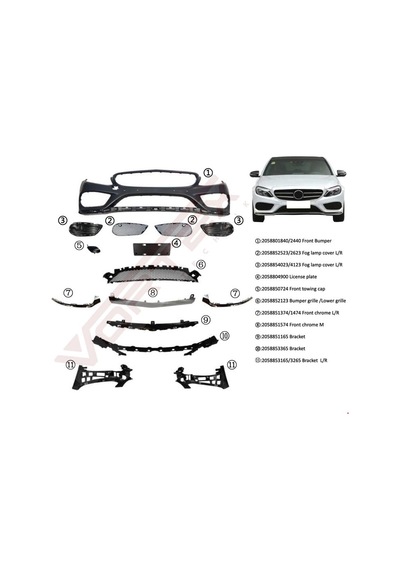 Mercedes - W205 2014 - Ön Tampon Set Amg Alt Kromlu W205 2014-