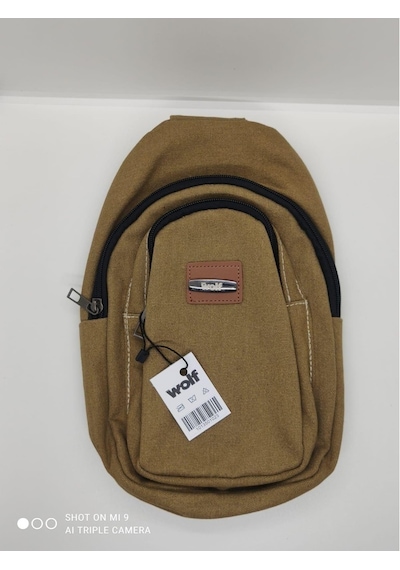 Çapraz Omuz Çantası Kanvas Kumaş Oval 3 Cepli