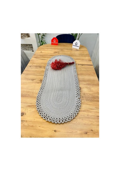 Jüt, Hasır, Dekoratif Masa Örtüsü, Runner 35x100 Cm, Amerikan Servis, Sehpa Örtüsü, Bohem Tarzı Gri Gri