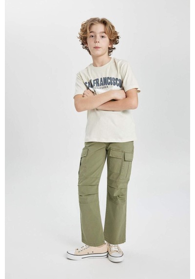 DeFacto Erkek Çocuk Kargo Cepli Düz Paça Gabardin Pantolon B5924A824SPKH373