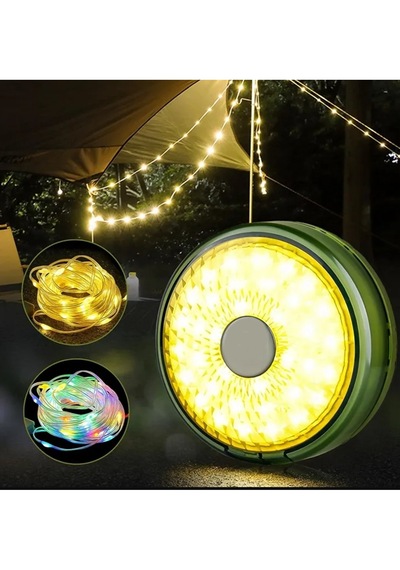Solar Kamp Lambası 8 Metre Peri Led Işık Makaralı Type-c Şarjlı Bahçe Çadır Karavan Aydınlatması