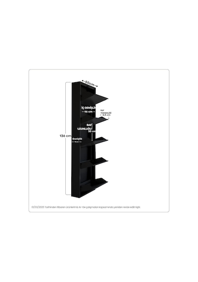 5'li Metal Ayakkabılık - Siyah