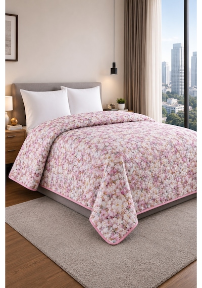Yatak Örtüsü Çok Amaçlı 100% Polyester Hassas Tuşeli Basklı Lüx - Premium 200 Cm X 220 Cm Açık Indigo
