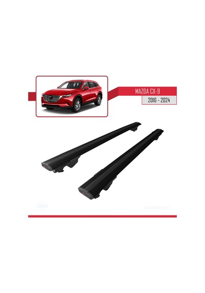 Mazda Cx-9 2016 Ve Sonrası İle Uyumlu Hook Model Anahtar Kilitli Ara Atkı Tavan Barı Siyah