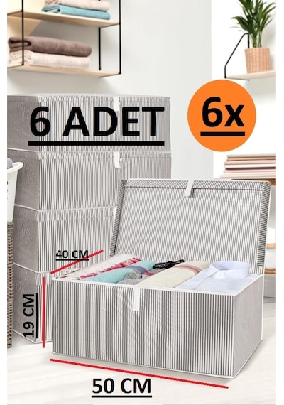 Yegge 6 Adet Set Baza Ve Çekyat Tipi Kutu Duvarlı Kalın Hurç 50x40x19 Baza Altı Hurç Çok Amaçlı Kutu Hurç Yegge Baza