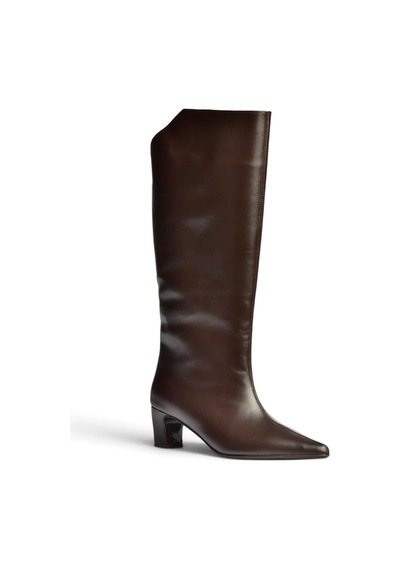 Fox Shoes Z654280103 Kahverengi Hakiki Deri Kalın Topuklu Kadın Çizme
