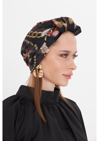 Hürrem Bone Bordo Pratik Hazır Geçmeli Tesettür Bone Kesik Elyaf Retro Desenli 2409 16 Bordo