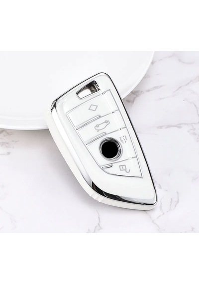 Bmw Uyumlu F20 Parlak Beyaz Silver Anahtar Kılıfı 