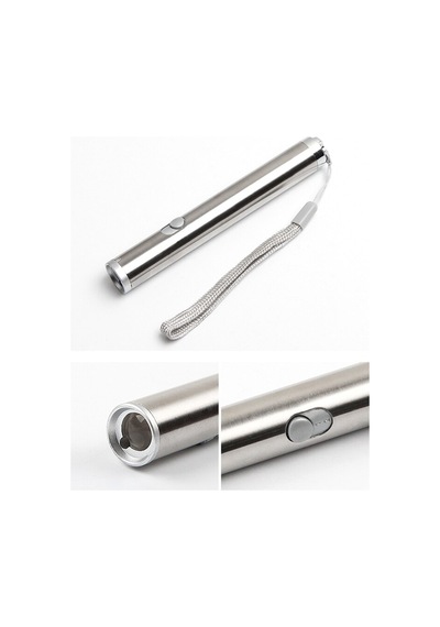 El Feneri Pointer 2 İn 1 Lazer Pointer + Fener Sunum Kalemi Metal Siyah