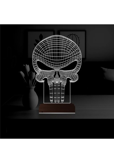 Luvivia Kuru Kafa Punisher 3d Lamba - Masa Gece Lambası Şeffaf