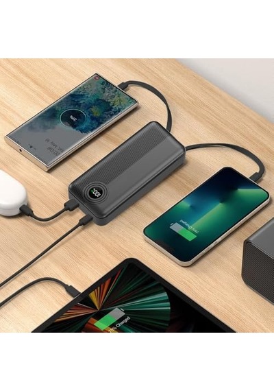 W4 Powerbank, 20.000mah, 22.5w Hızlı Şarj, Type-c Ve Lightning Dahili Kablolu, Pd, Led Göstergeli, 4 Port, Dca0068