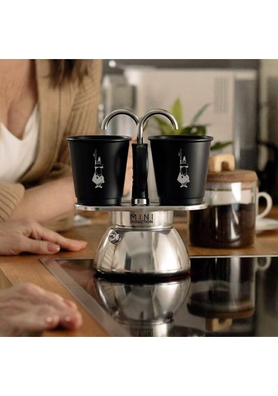 Set Mini İndüksiyon: Ocak Üstü Espresso Pişirici + 2 Cups - İndüksiyon Ocak Türleri İçin Uygundur