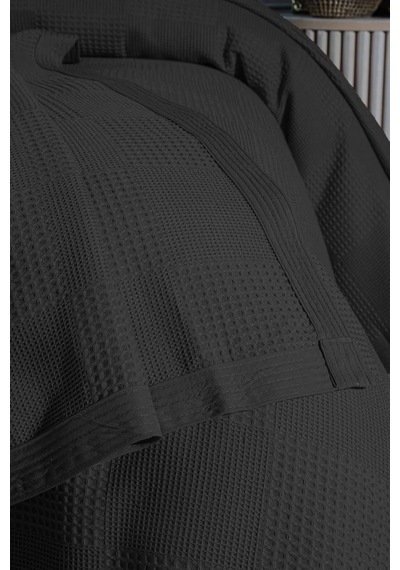 Mulberry Waflle Desenli Pike Battaniye %100 Pamuk Kalın İplik Yumuşak Battal Boy 240 x 260 Siyah