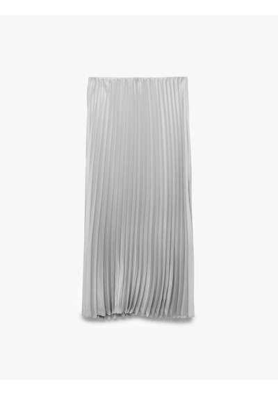 Koton Normal Bel Midi Pileli Saten Etek Gri 6sak70144uw