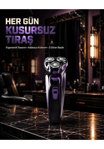 Kompakt Şarjlı Saç Sakal Tıraş Makinesi Kuru Kullanım Özellikli 1.5 Saat