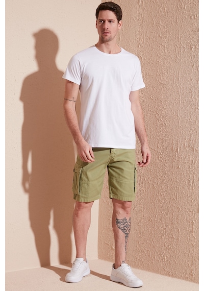Buratti Pamuklu Slim Fit Bisiklet Yaka Erkek T Shirt 541Tactical Beyaz