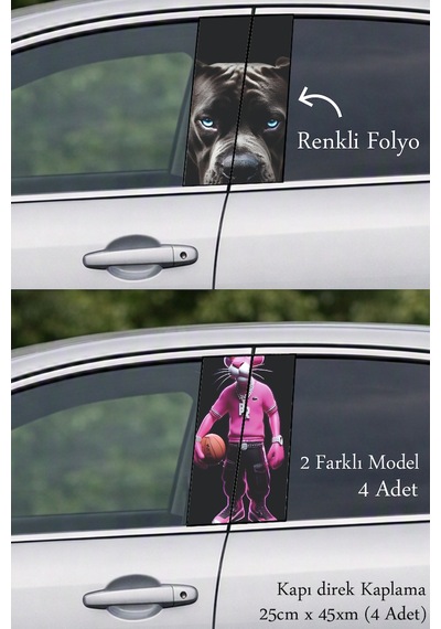 İki Renkli Kapı Direk Folyo Sticker Etiket