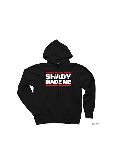 Eminem Shady Made Me Siyah Fermuarlı Kapşonlu Sweatshirt Siyah