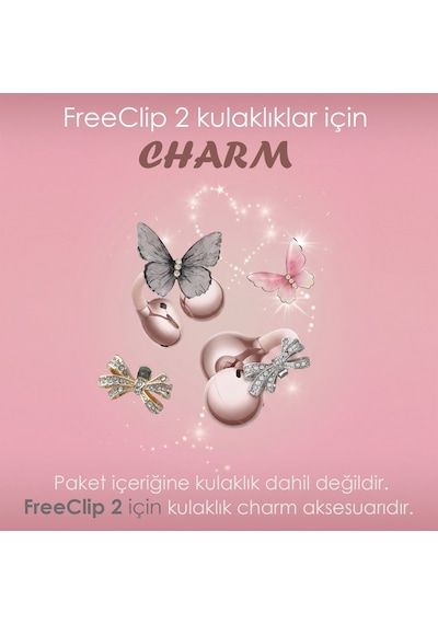 Caseonn Huawei Freeclip 2 İle Uyumlu Kulaklık Charmı Küpe Süsü Kelebek Gri 2 Adet Kulaklık Değildir