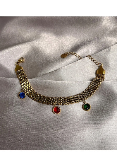 Laria Jewelry Üç Taşlı Hasır Bileklik