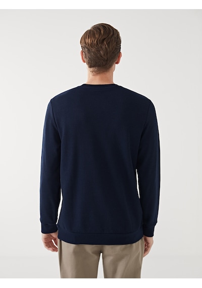 Lcwaıkıkı Classic Lacivert Bisiklet Yaka Uzun Kollu Erkek Sweatshirt